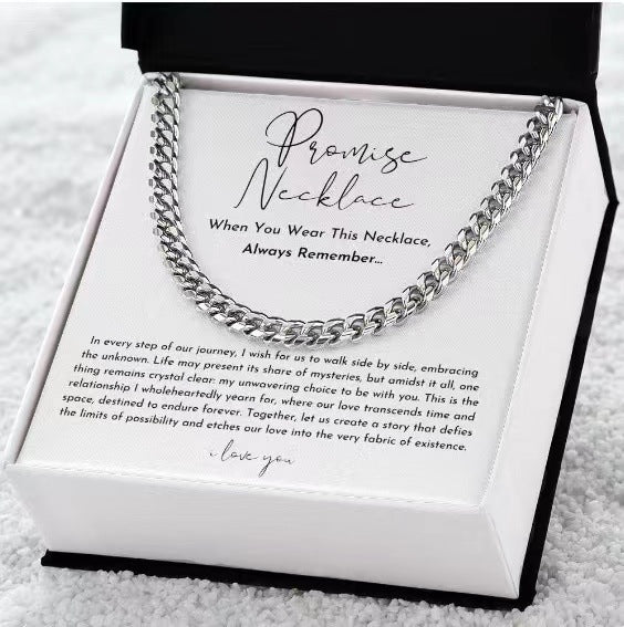 Personalized Trendy Men's Cuban Link Chain Chain Necklace With Card Box Men