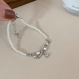 Water Drop Zircon Stringed Pearls Bracelet For Women