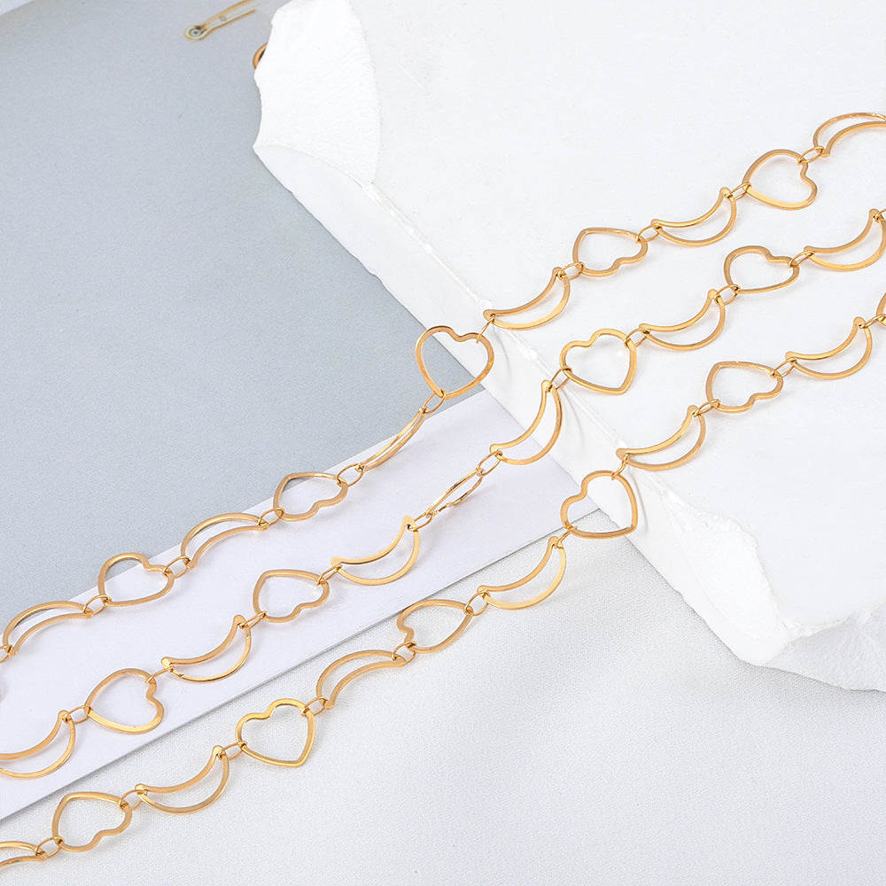 2 M Stainless Steel Electroplating Color Retention Chain Love Round Oval Golden Chain Diy Jewelry Chain Accessories