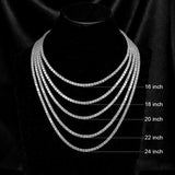 S925 Silver 4 Claw 2mm4mm Zircon Tennis Necklace Necklace