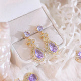 Fantasy Amethyst Bowknot Sterling Silver Stud Earrings For Women