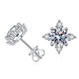 Sterling Silver Stud Earrings Moissanite Stud Four-claw