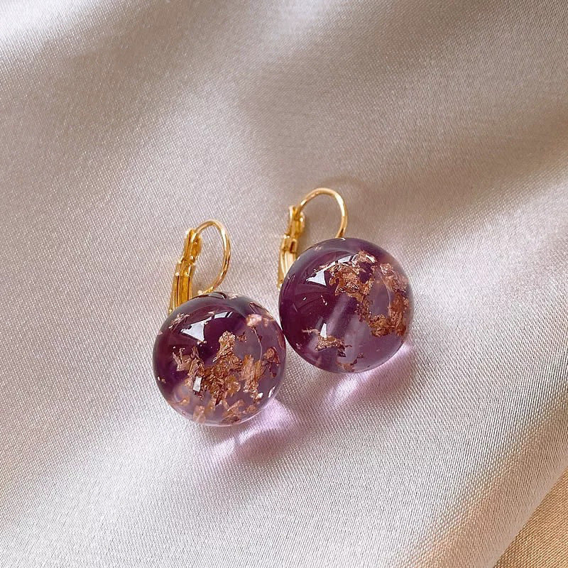 Purple Gold Foil Ball Earrings Minority Women