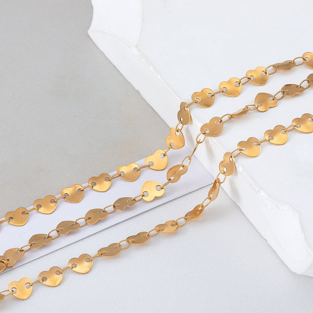 2 M Stainless Steel Electroplating Color Retention Chain Love Round Oval Golden Chain Diy Jewelry Chain Accessories