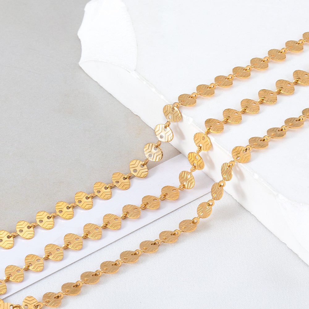 2 M Stainless Steel Electroplating Color Retention Chain Love Round Oval Golden Chain Diy Jewelry Chain Accessories