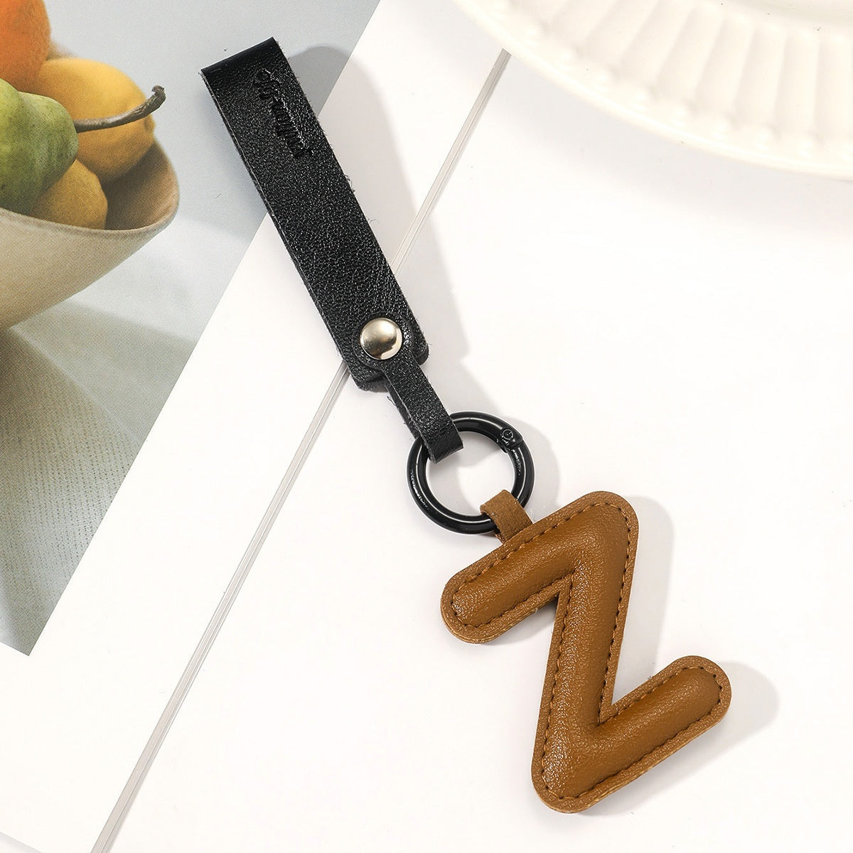 Fashion All-Match 26 Full Letter Leather Key Chain Pendant