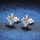 Sterling Silver Stud Earrings Moissanite Stud Four-claw