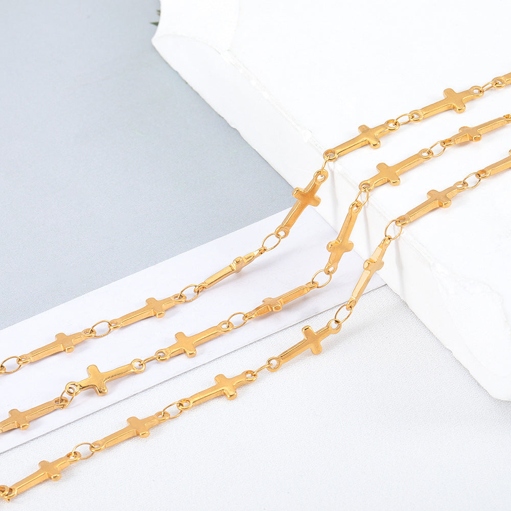 2 M Stainless Steel Electroplating Color Retention Chain Love Round Oval Golden Chain Diy Jewelry Chain Accessories