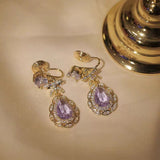 Fantasy Amethyst Bowknot Sterling Silver Stud Earrings For Women