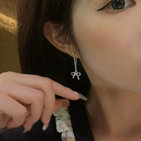 Bow Stud Earrings Long Tassel Niche