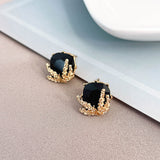 Silver Needle Wheat Stud Earrings Female Niche Square