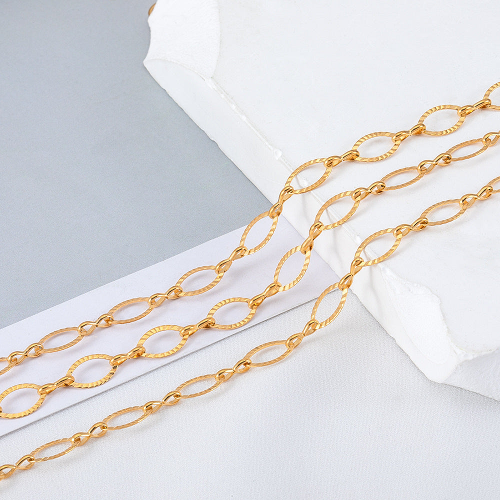 2 M Stainless Steel Electroplating Color Retention Chain Love Round Oval Golden Chain Diy Jewelry Chain Accessories