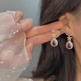 Fantasy Amethyst Bowknot Sterling Silver Stud Earrings For Women