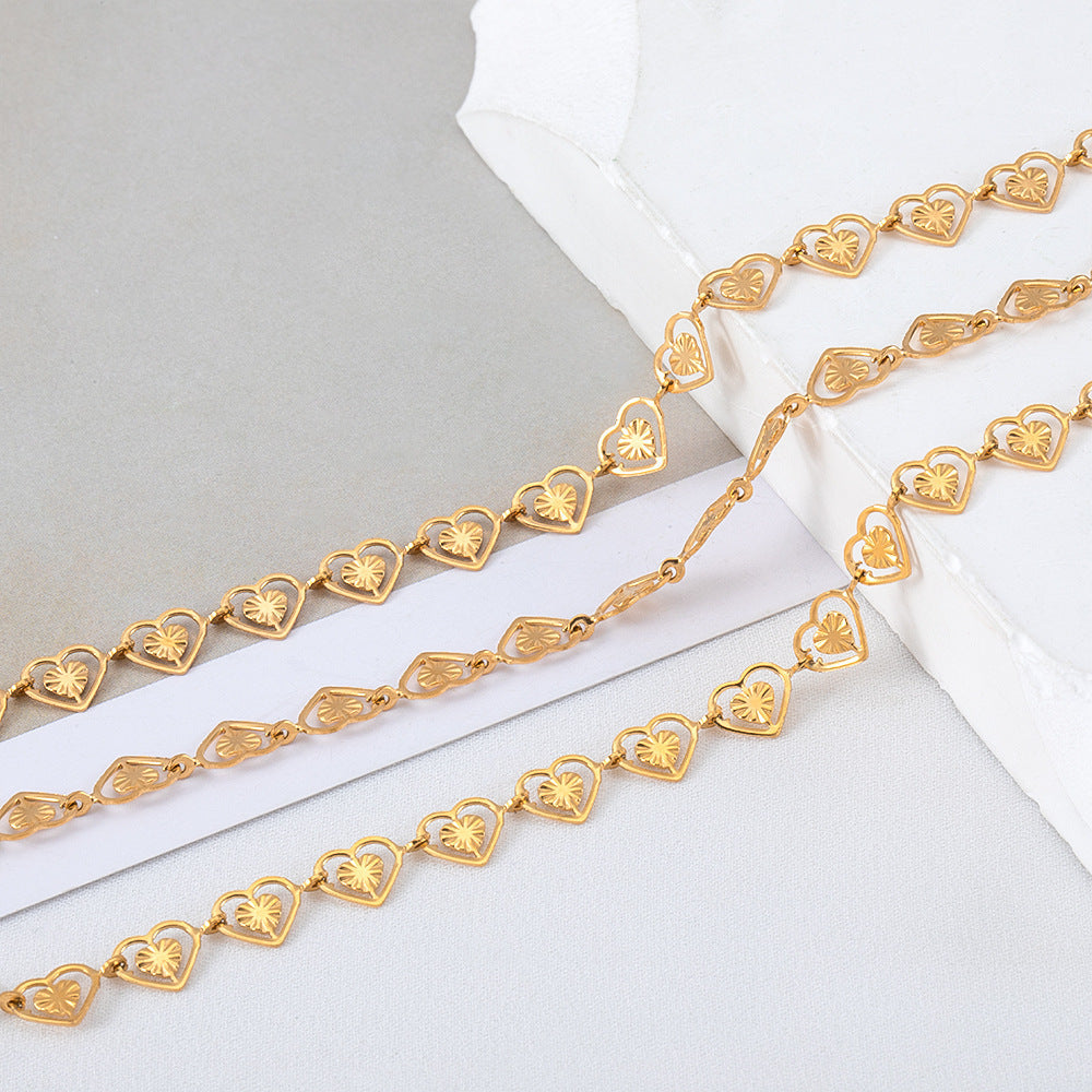 2 M Stainless Steel Electroplating Color Retention Chain Love Round Oval Golden Chain Diy Jewelry Chain Accessories